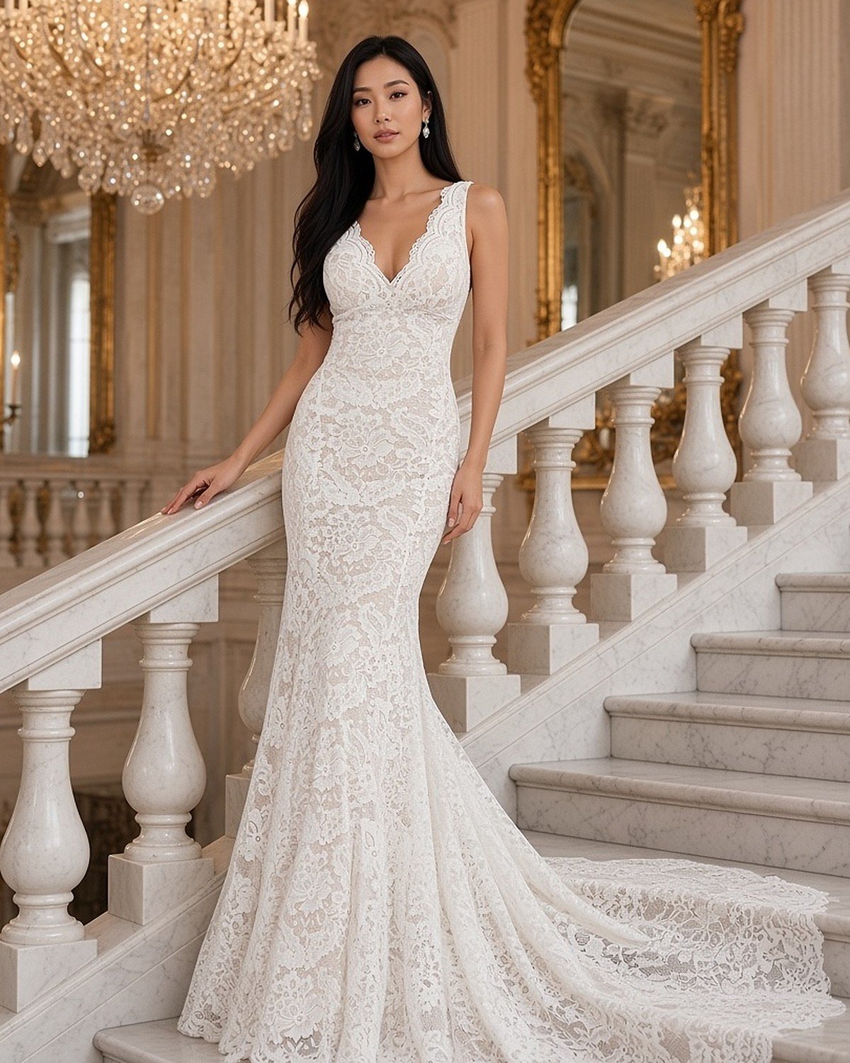 Isla mermaid lace wedding gown - Perla Novia