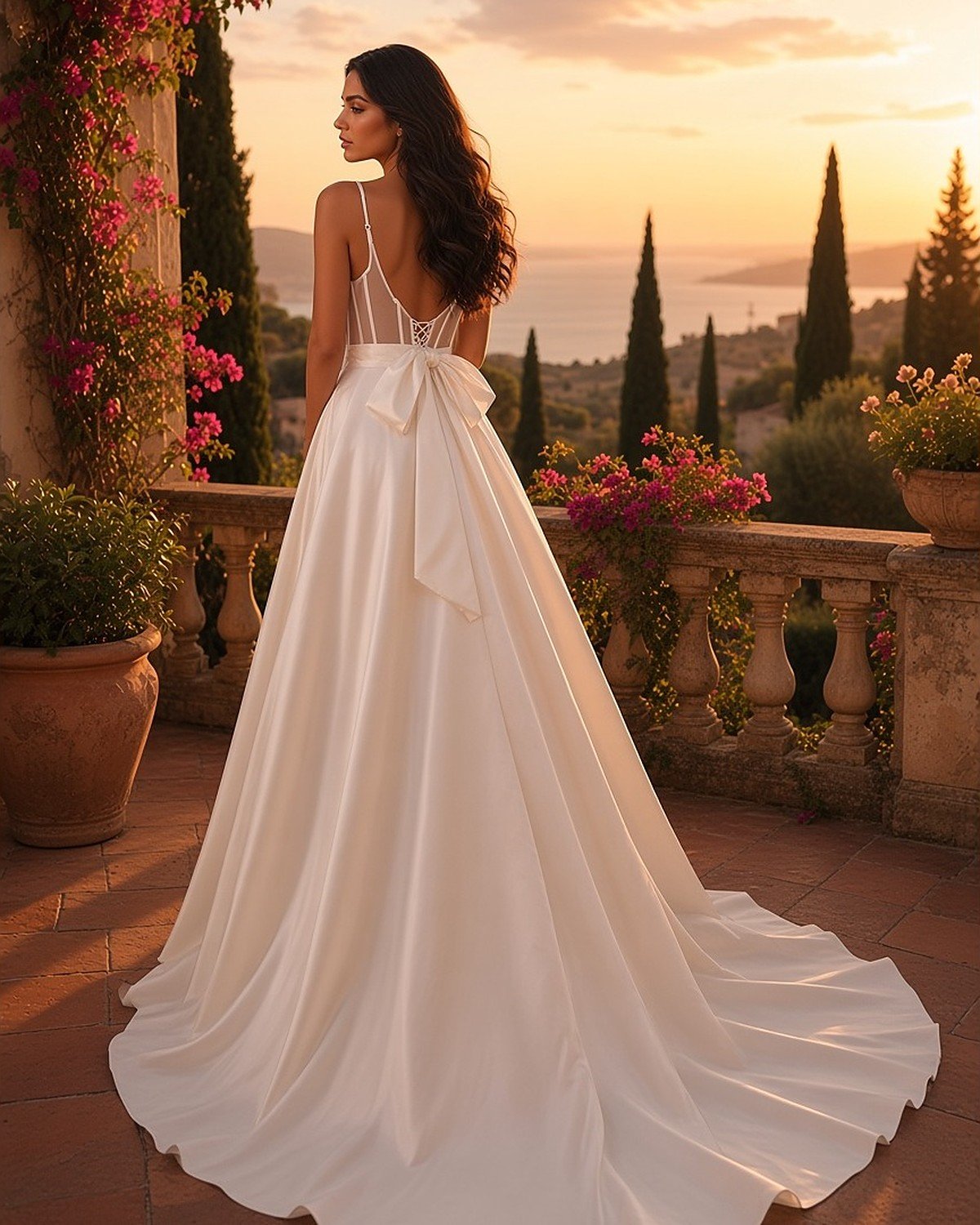 Coral A-Line Wedding Gown wedding gown - Perla Novia