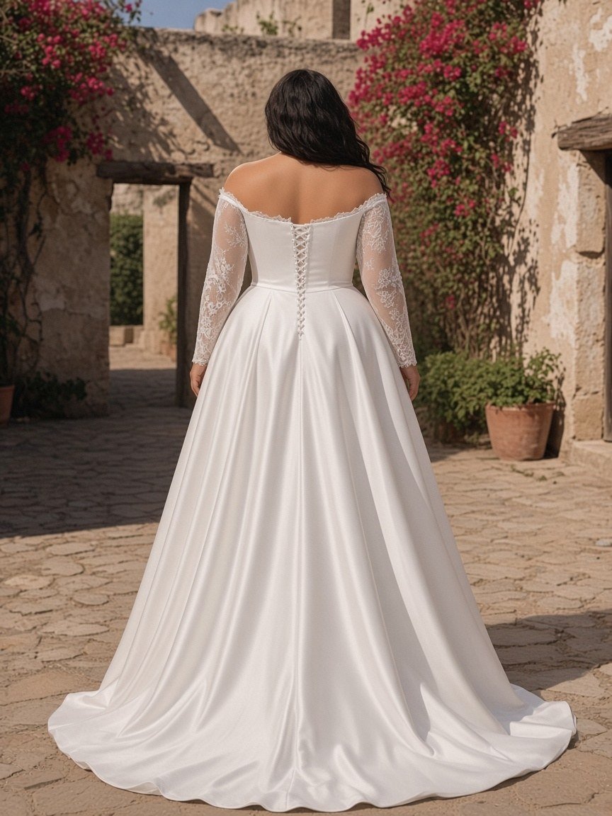 Yolanda Ball Gown Wedding Gown back view - Perla Novia