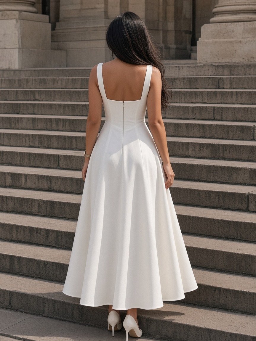 Celia A-Line Wedding Gown back view - Perla Novia
