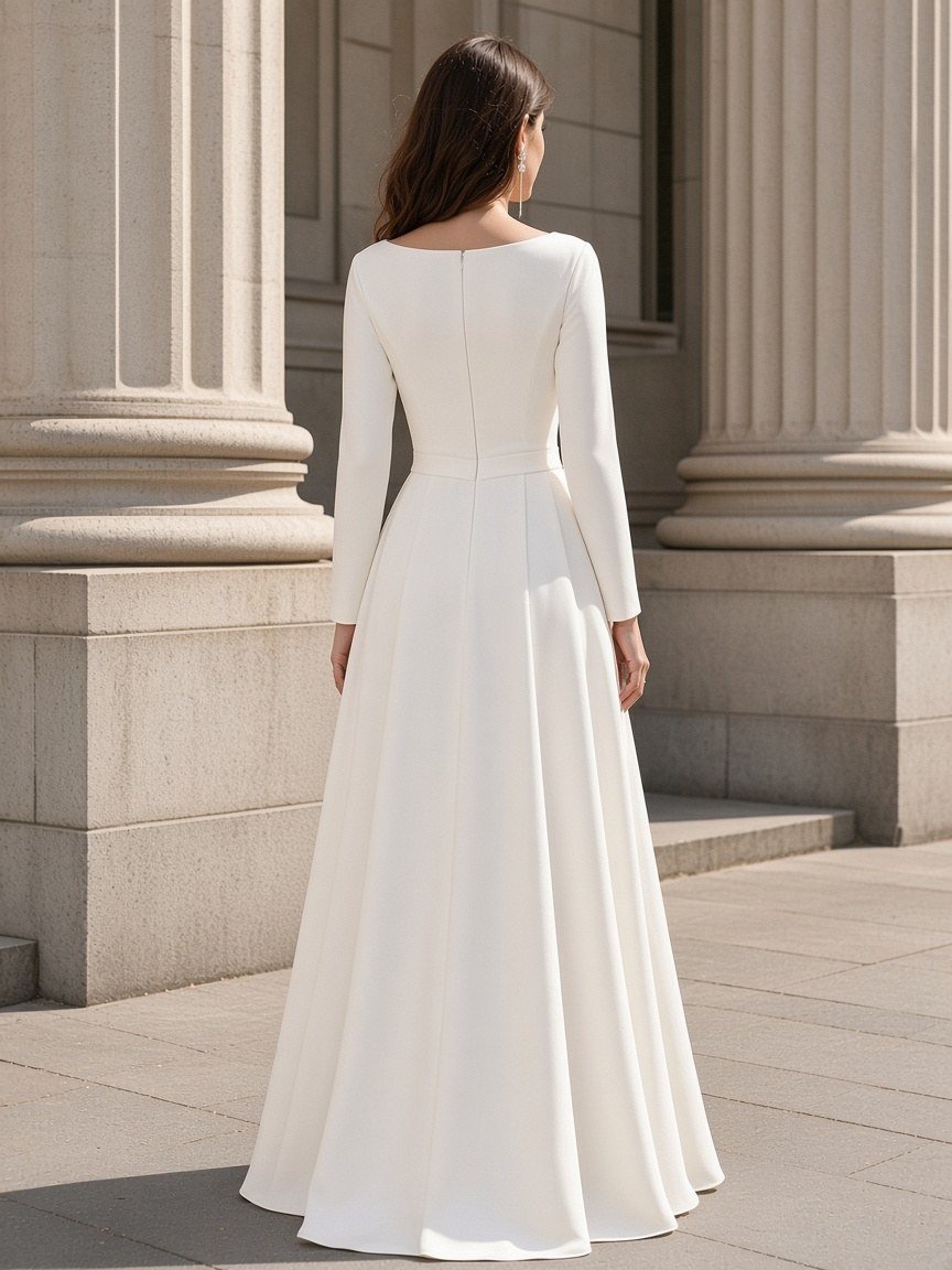 Marta A-Line Wedding Gown back view - Perla Novia