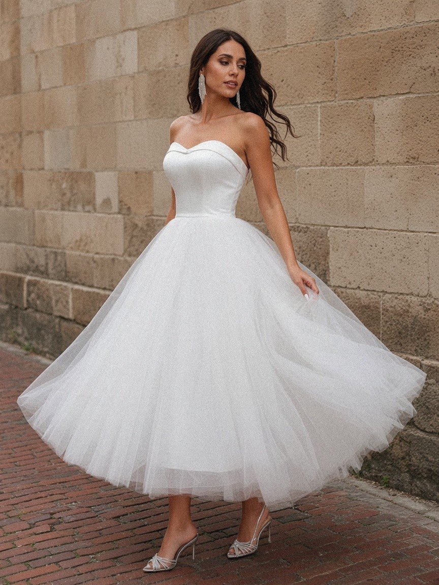 Ana Short & Midi Wedding Gown - Perla Novia